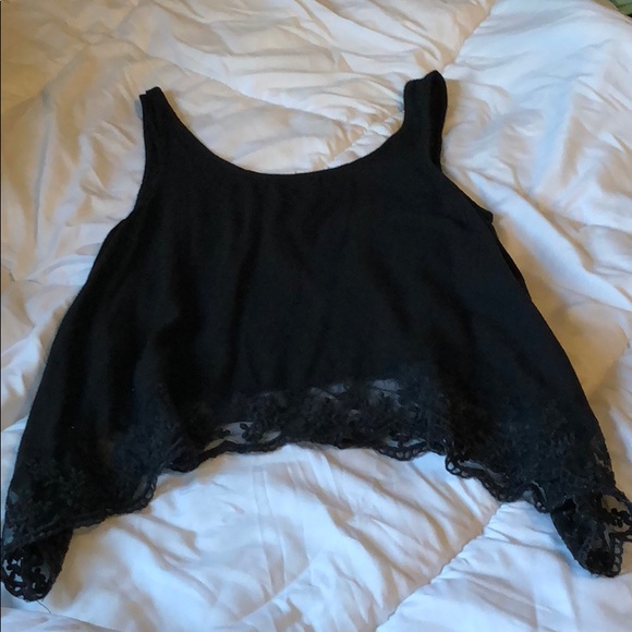 Black tank lace fringe top - Picture 2 of 6